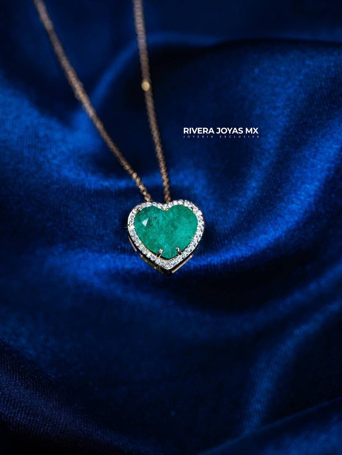Gargantilla de esmeralda con diamantes 14k