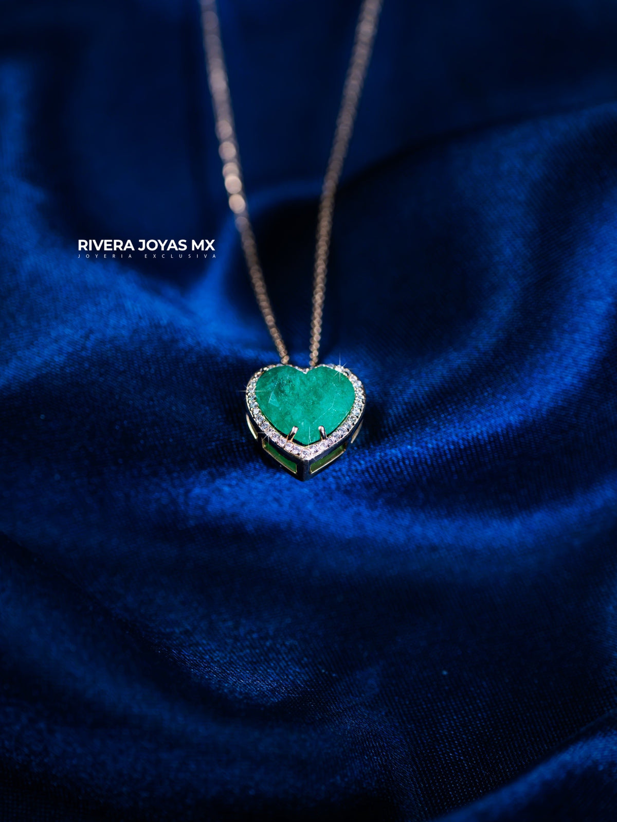 Gargantilla de esmeralda con diamantes 14k