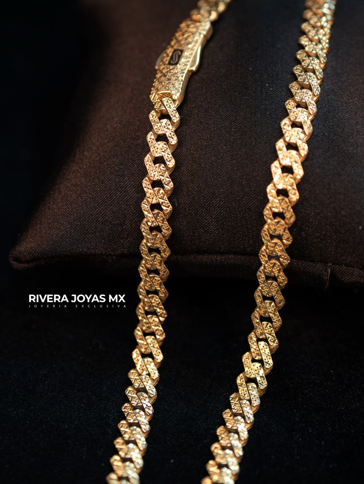 Cadena Monaco Chain Edge 6.5 mm Diamantada en Oro 10K