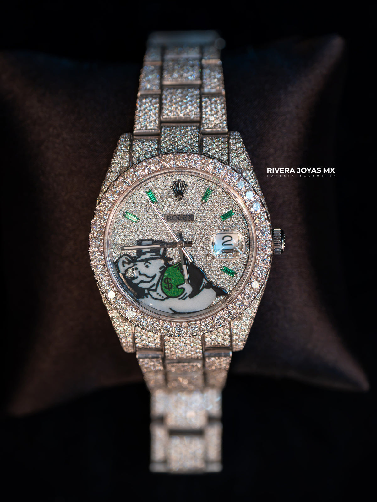Reloj Rolex Datejust Full Iced con Carátula Personalizada "Money Bag" 2018