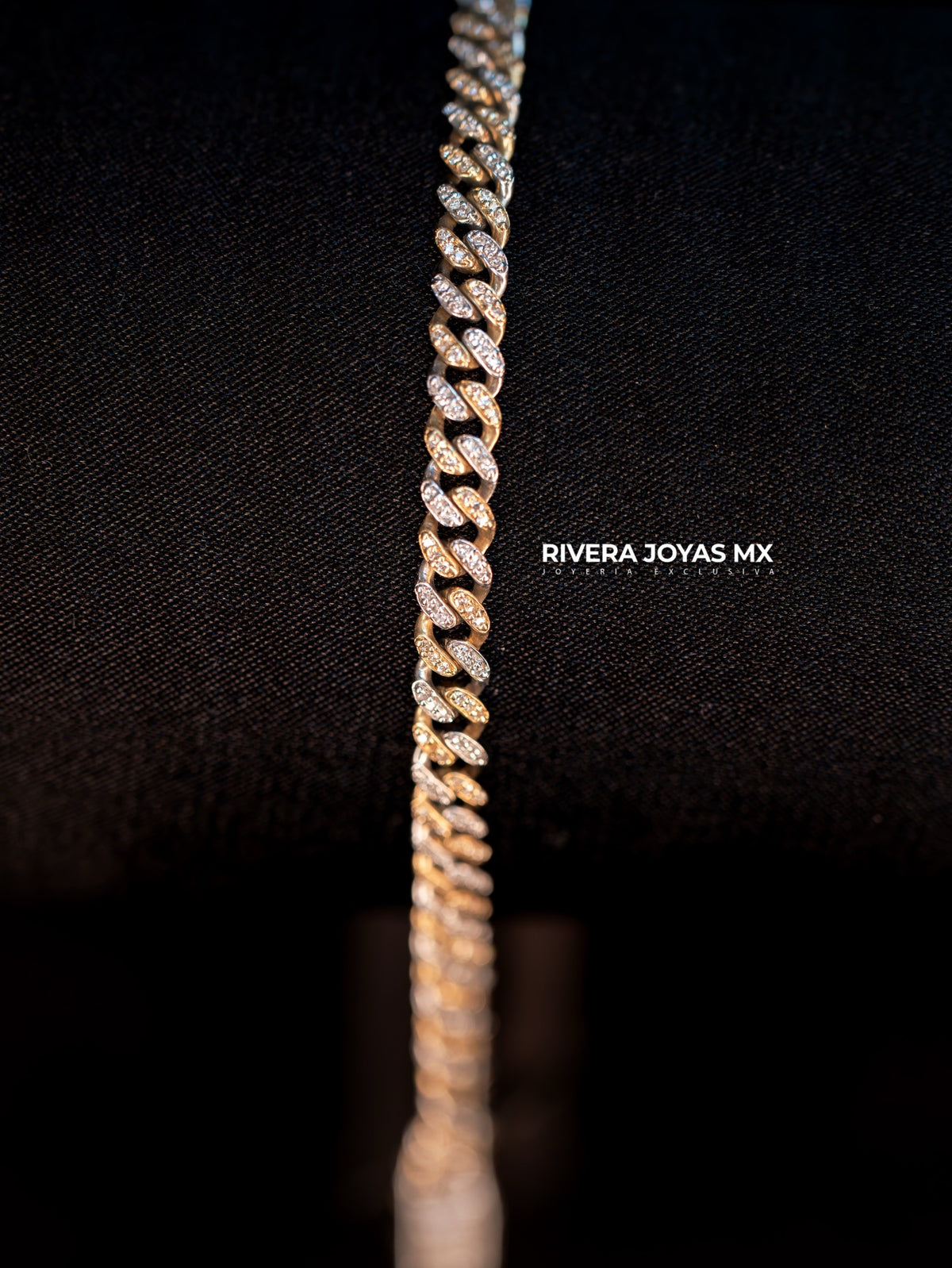 Pulso cubano de diamantes 4 mm 14k