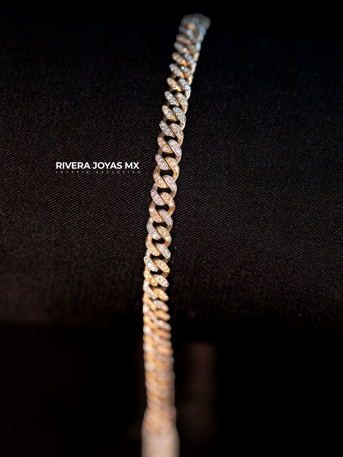 Pulso cubano de diamantes 4 mm 14k