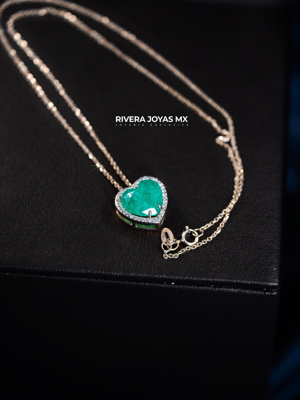 Gargantilla de esmeralda con diamantes 14k