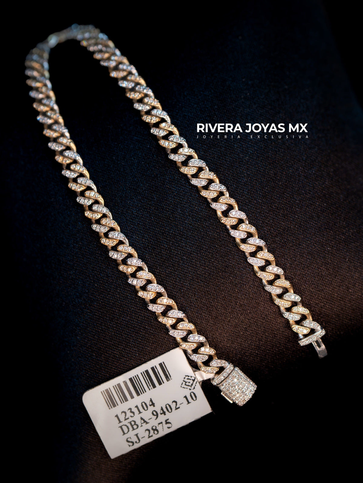 Pulso cubano de diamantes 4 mm 14k