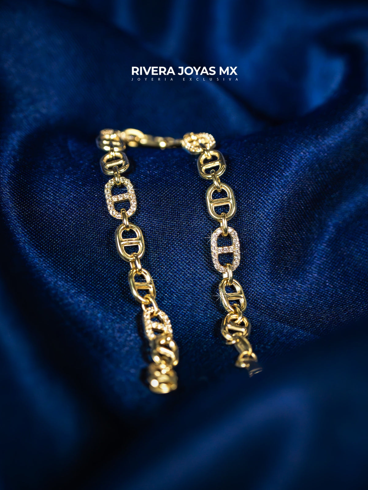 Pulso tipo Gucci con zirconias blancas 10k