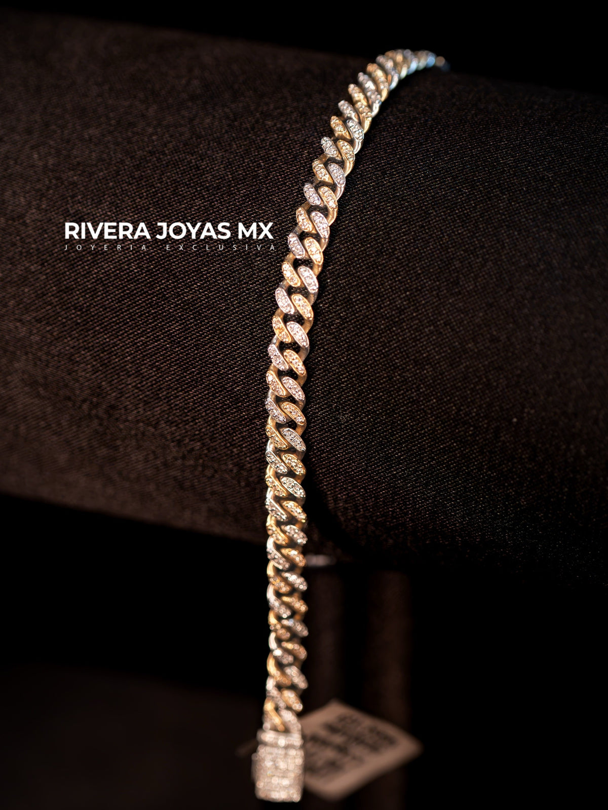 Pulso cubano de diamantes 4 mm 14k