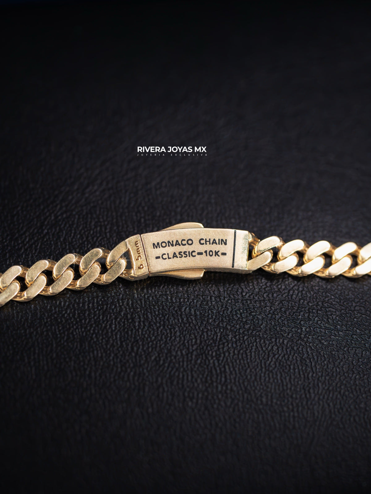 Cadena Mónaco Chain broche piedra baguette 6.5 mm 10k