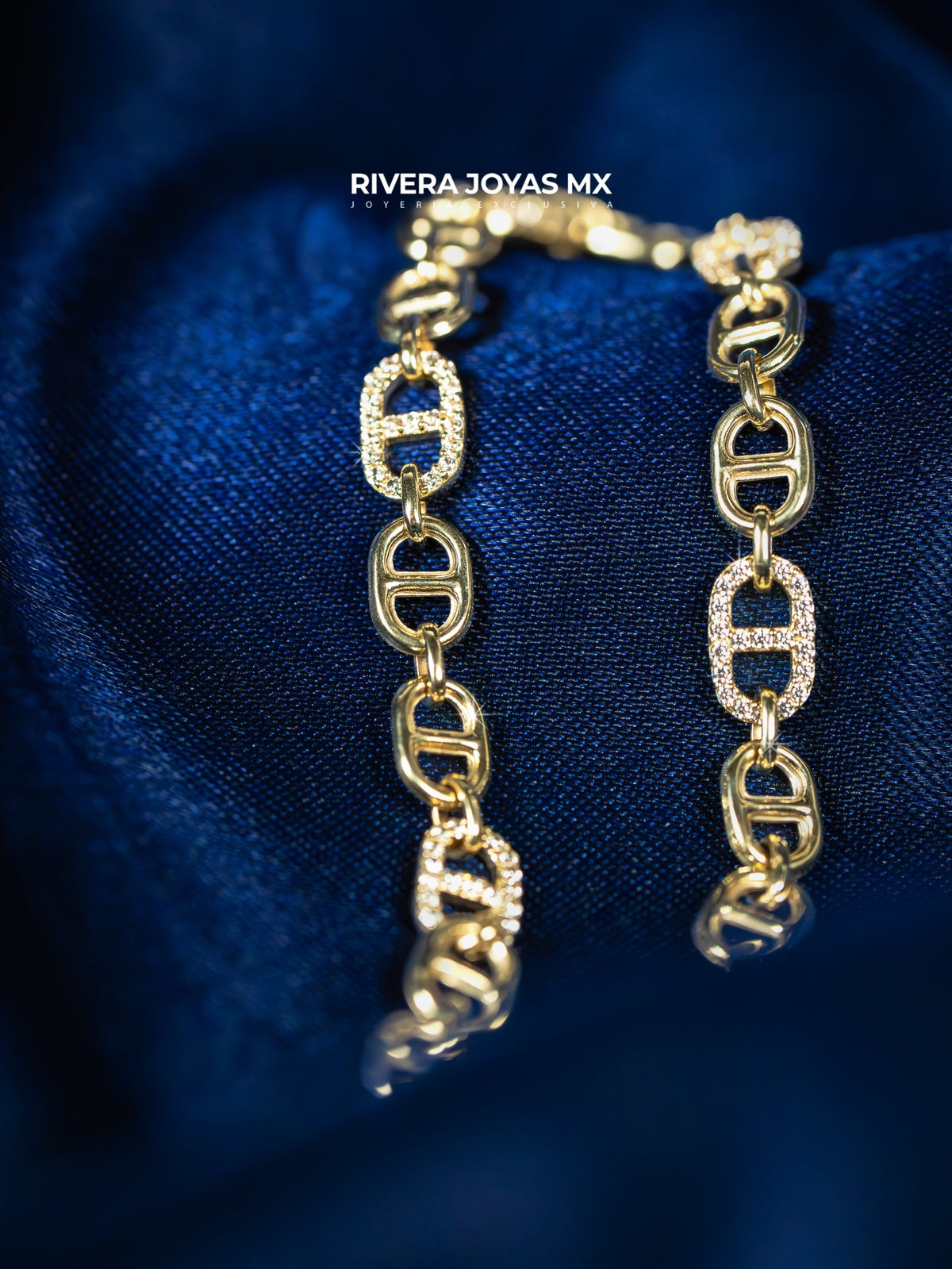 Pulso tipo Gucci con zirconias blancas 10k