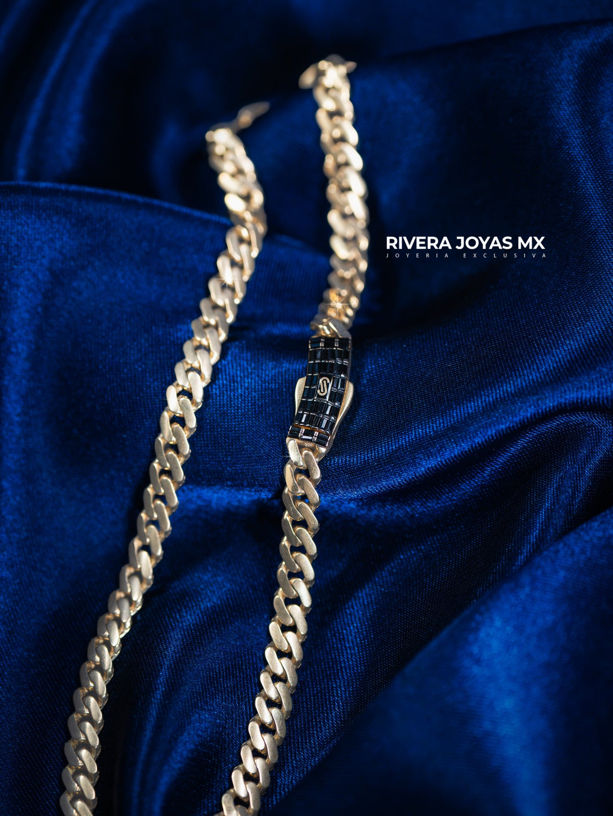 Cadena Mónaco Chain broche piedra baguette 6.5 mm 10k