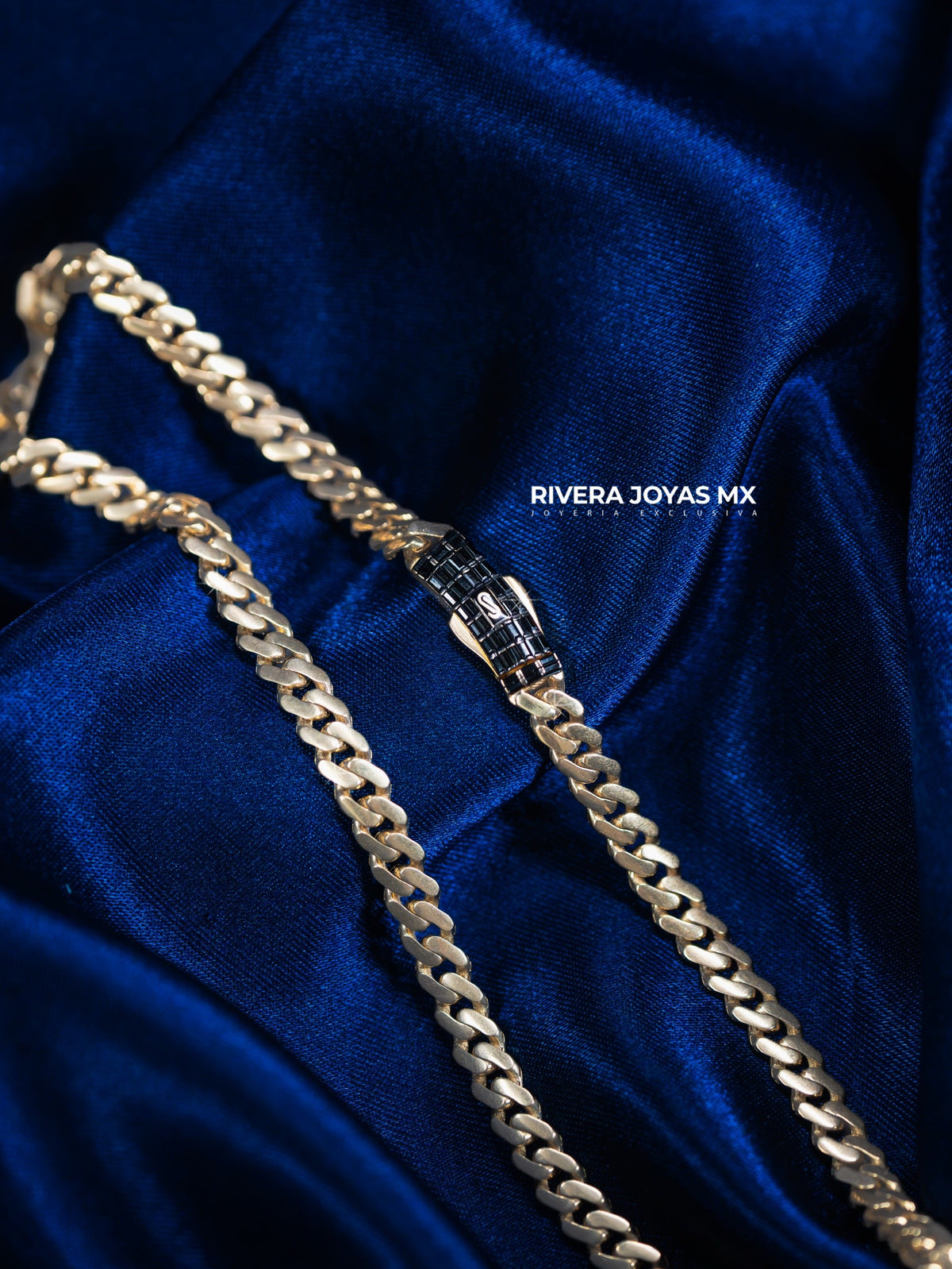 Cadena Mónaco Chain broche piedra baguette 6.5 mm 10k