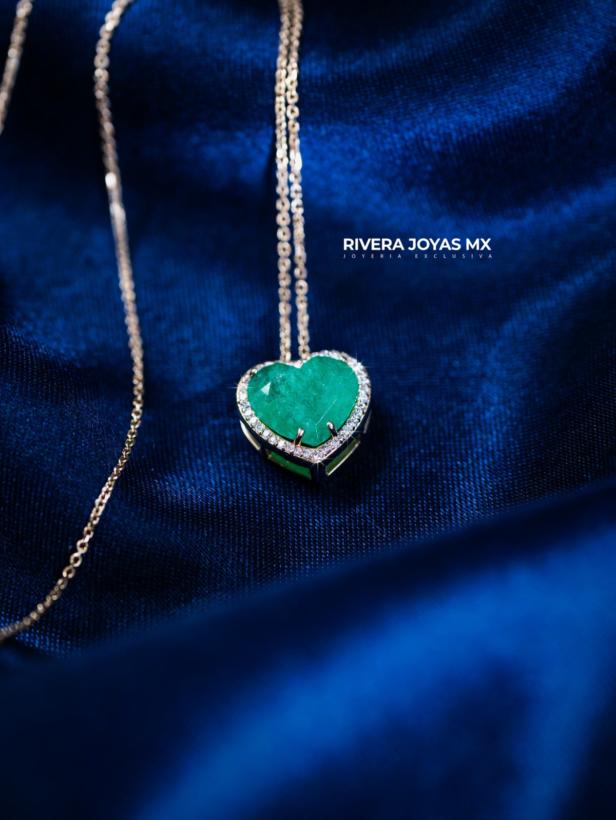Gargantilla de esmeralda con diamantes 14k