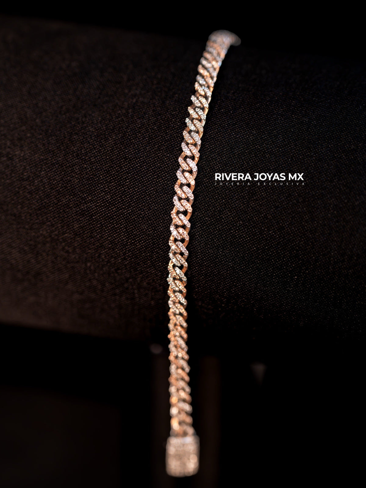 Pulso cubano de diamantes 3 mm 14k