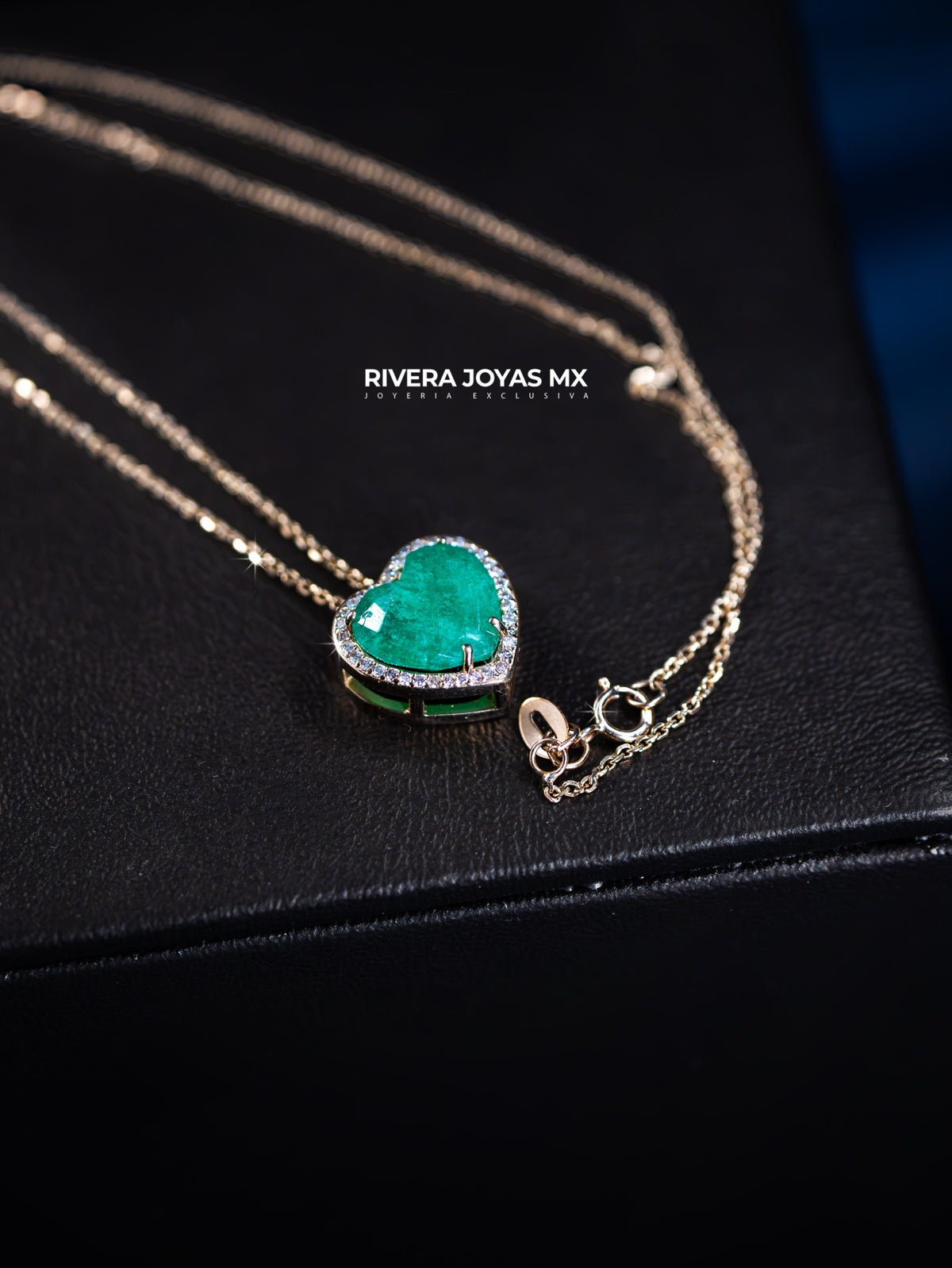Gargantilla de esmeralda con diamantes 14k