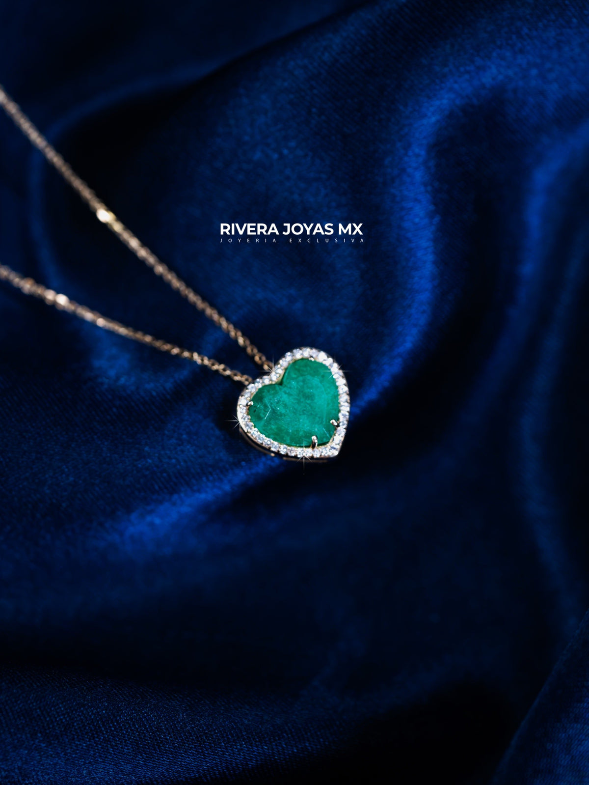 Gargantilla de esmeralda con diamantes 14k