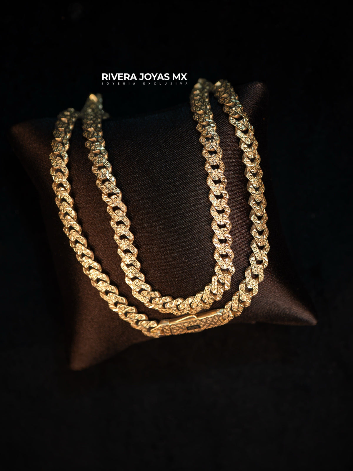 Cadena Monaco Chain Edge 6.5 mm Diamantada en Oro 10K
