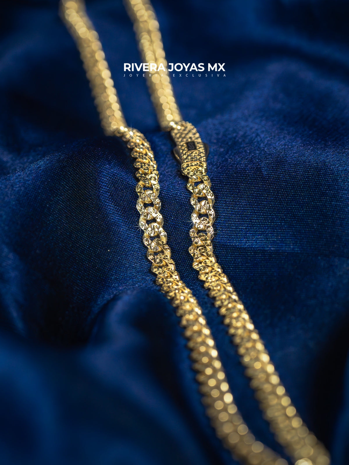 Cadena Mónaco tejido Classic diamantada 10k