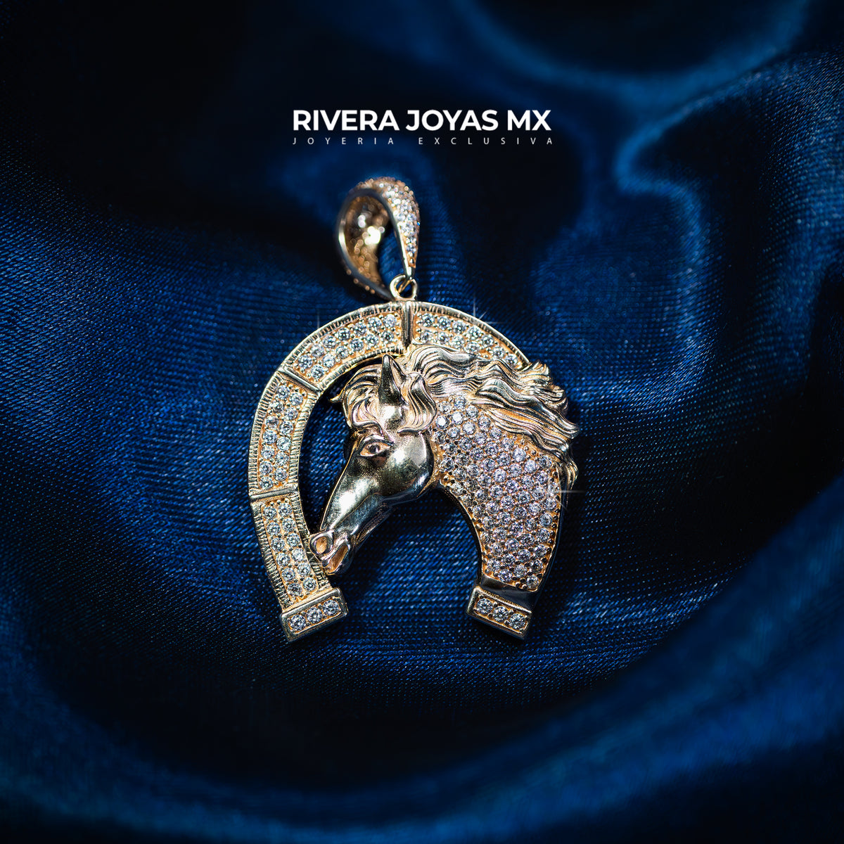 Dije de herradura con caballo | Oro Italiano 10k