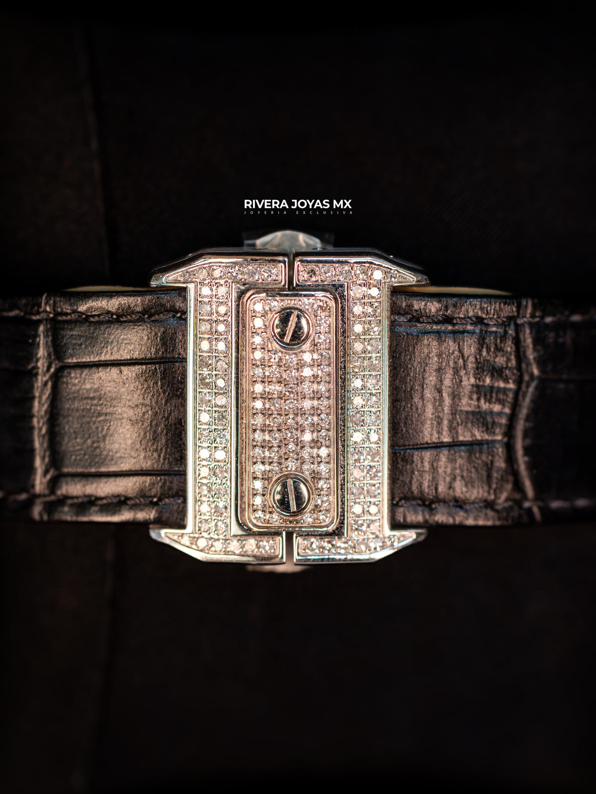 Reloj Cartier Santos XL correa negra full Iced 2026
