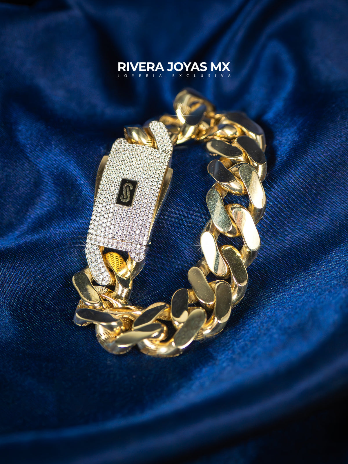 Mega pulso tejido clasicc con cristal swarovski blanco | Mónaco Chain 10k