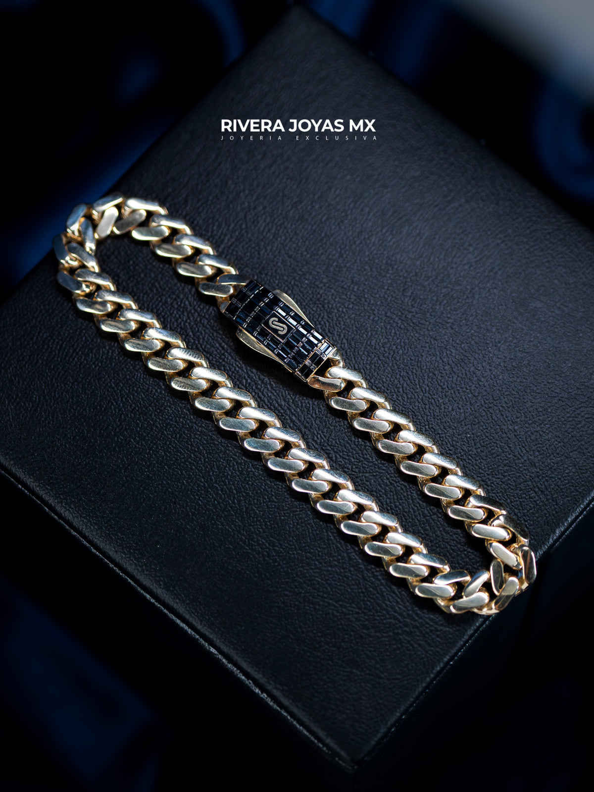 Pulso tejido Classic baguette negro | Mónaco Chain 10k
