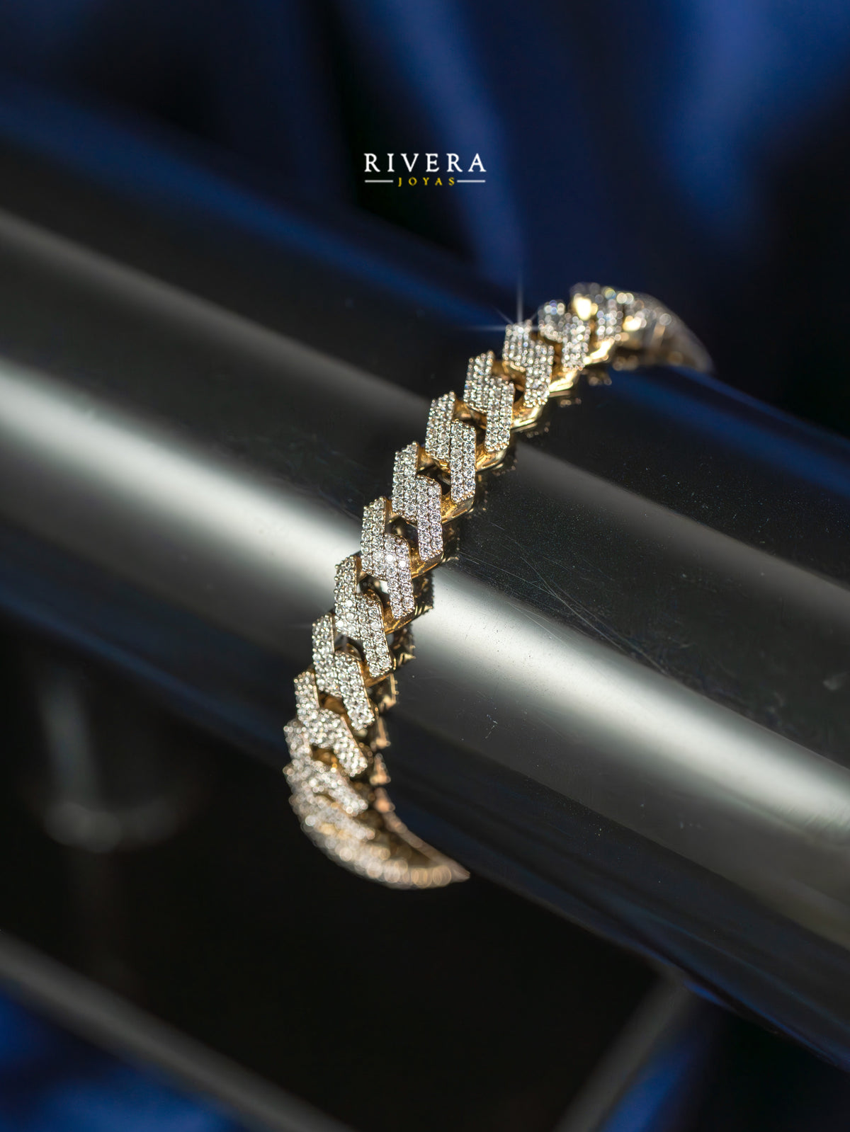 Pulso tejido Edge full Blanco Swarovski | Mónaco Chain 10k