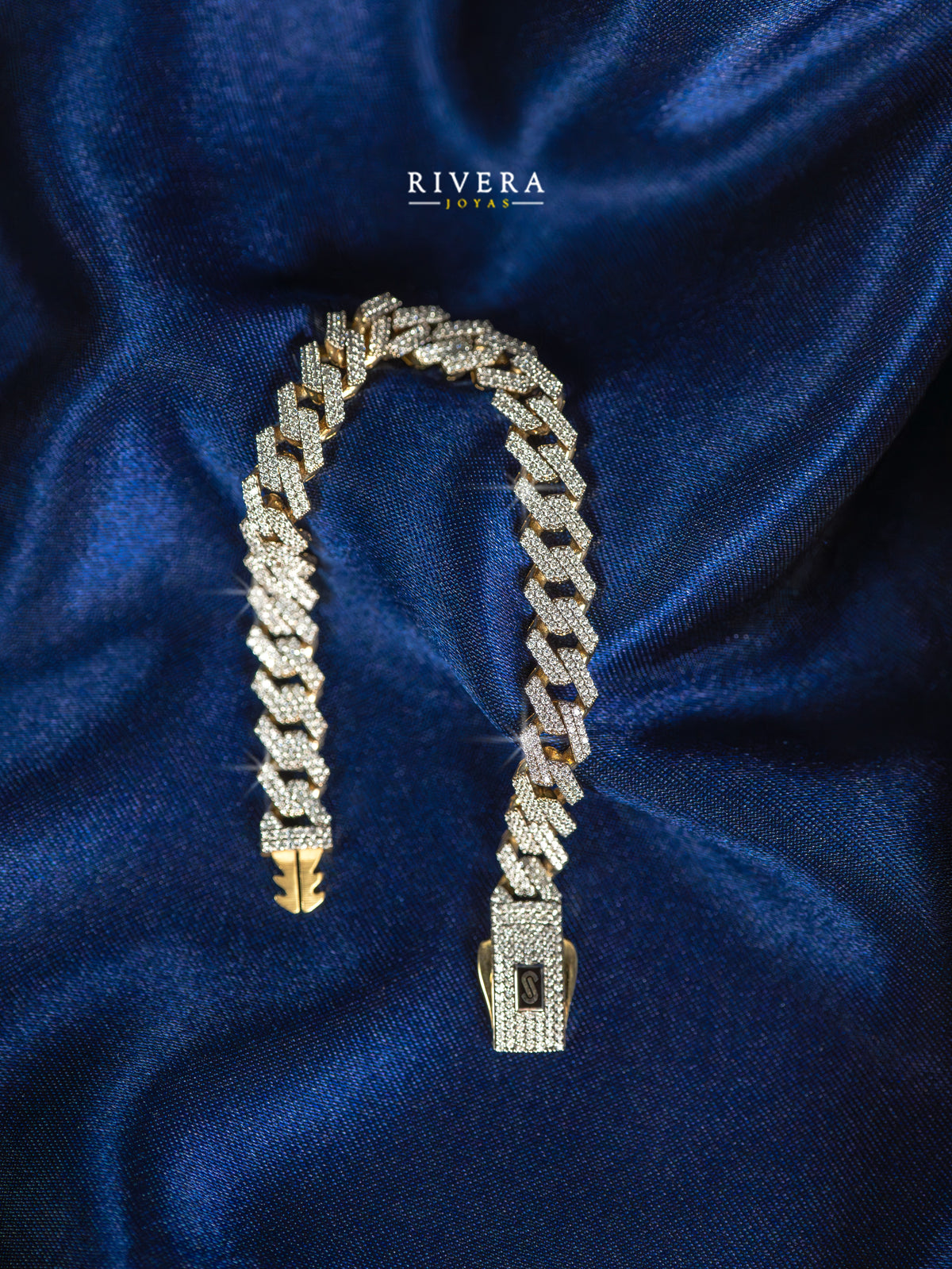Pulso tejido Edge full Blanco Swarovski | Mónaco Chain 10k