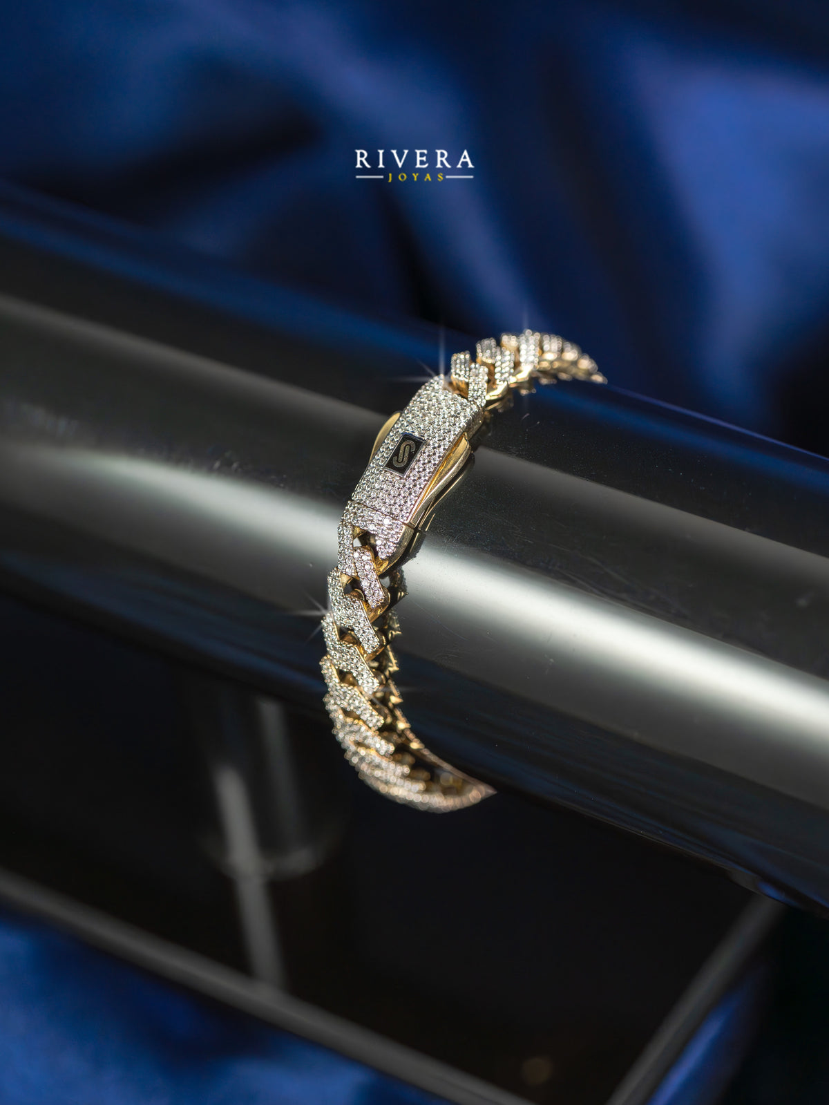 Pulso tejido Edge full Blanco Swarovski | Mónaco Chain 10k