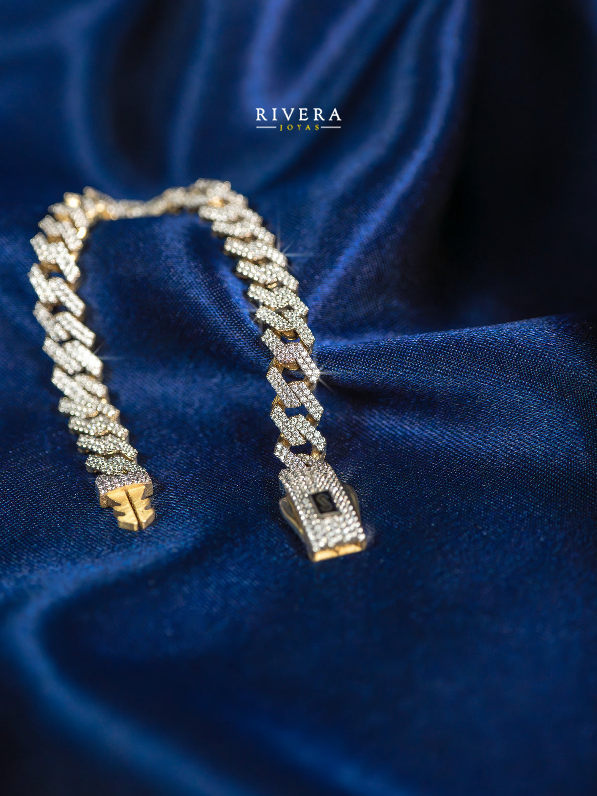Pulso tejido Edge full Blanco Swarovski | Mónaco Chain 10k