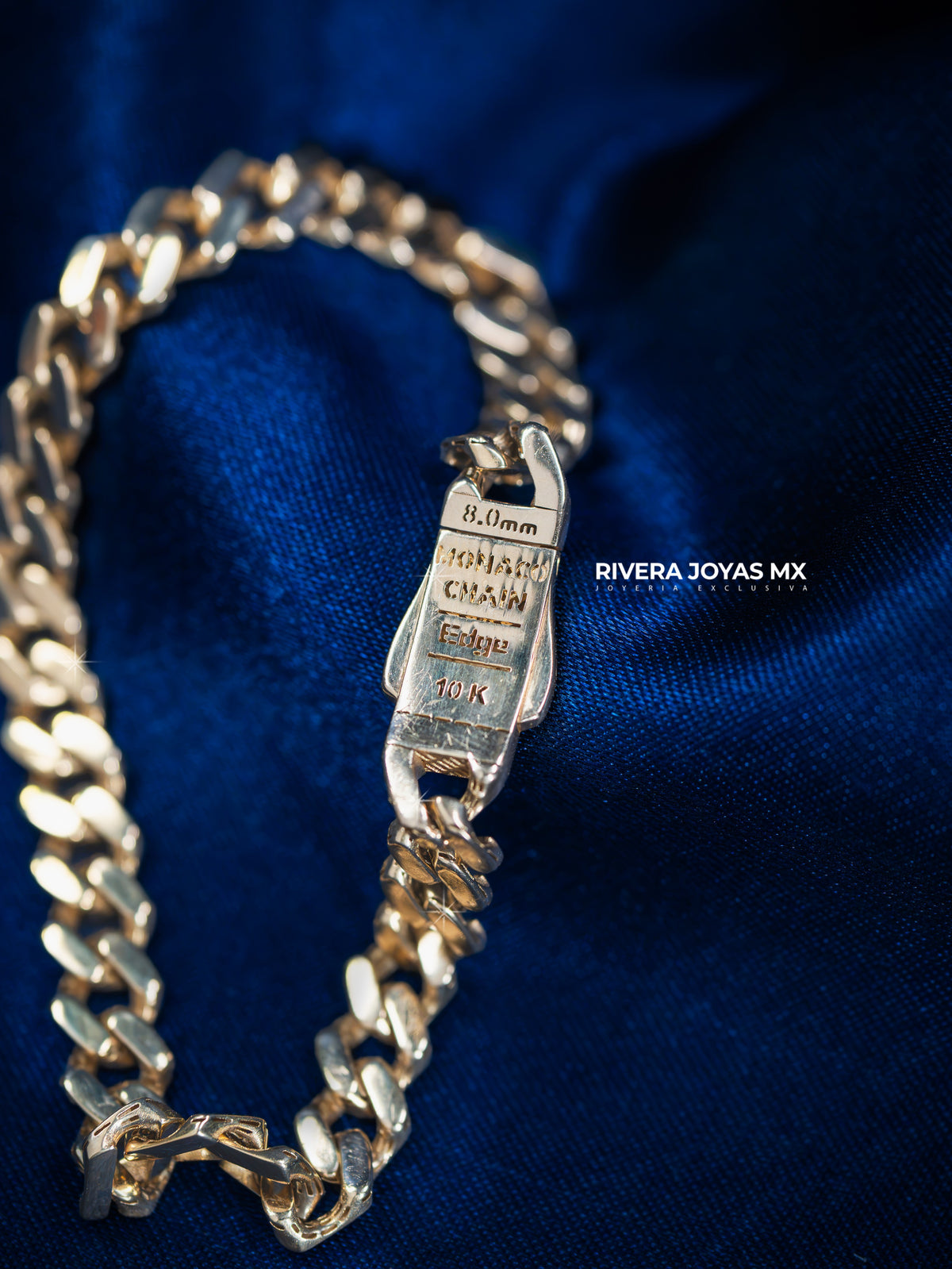 Pulso tejido Edge broche liso | Mónaco Chain 10k