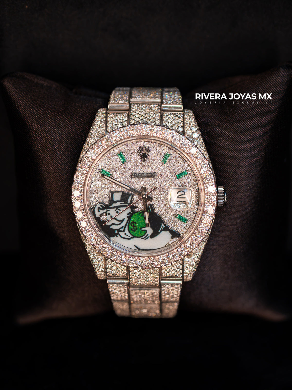 Reloj Rolex Datejust Full Iced con Carátula Personalizada "Money Bag" 2018