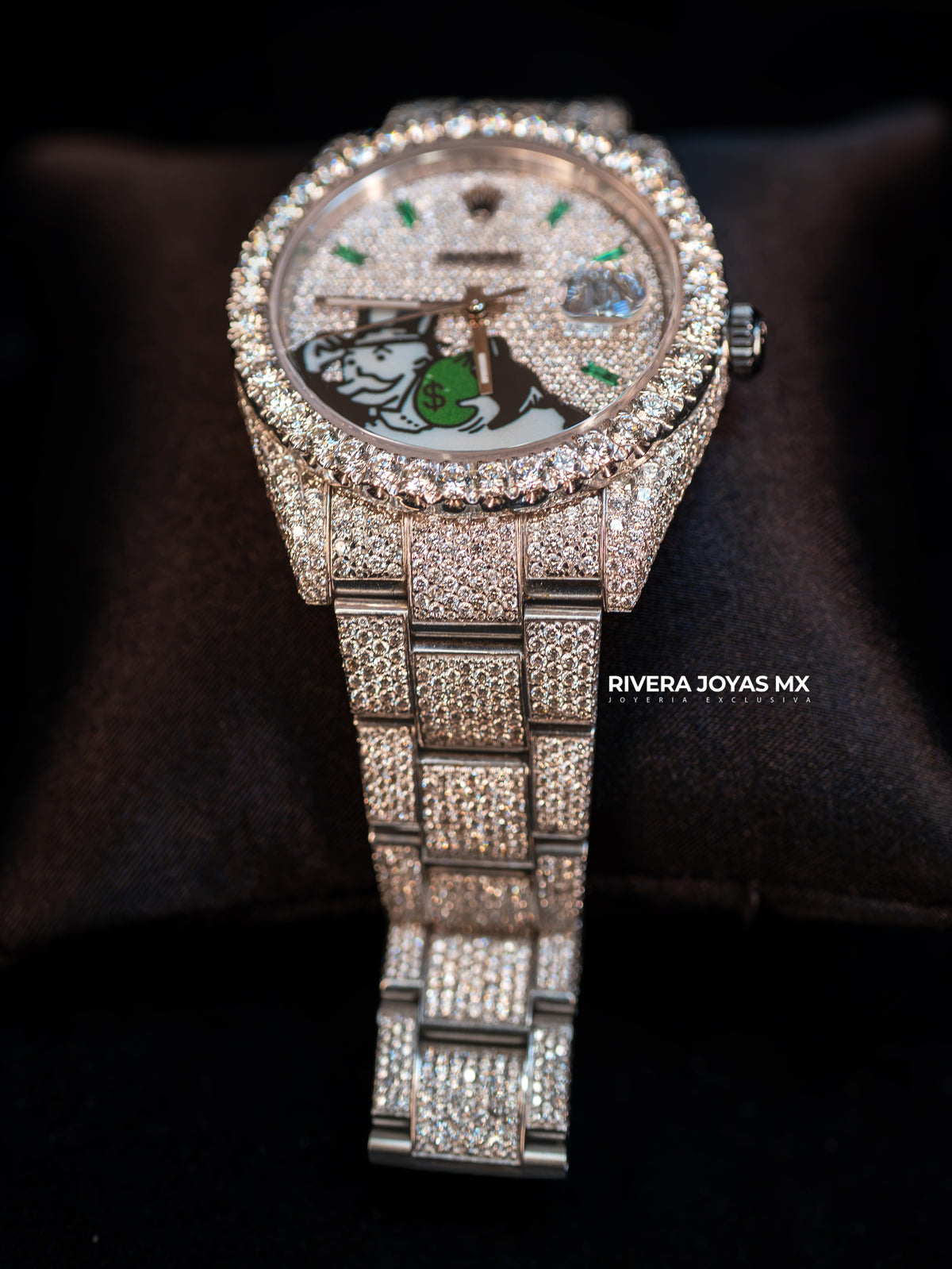 Reloj Rolex Datejust Full Iced con Carátula Personalizada "Money Bag" 2018
