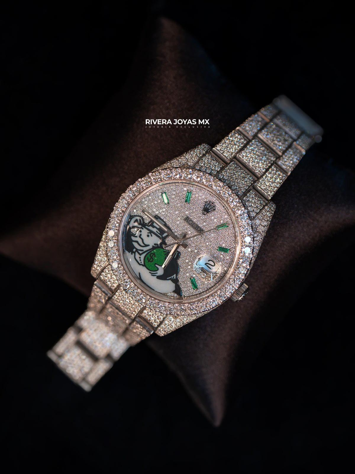Reloj Rolex Datejust Full Iced con Carátula Personalizada "Money Bag" 2018